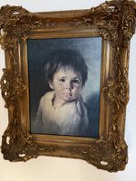 Gemälde Junge mit Tränen Portrait gerahmt Vintage