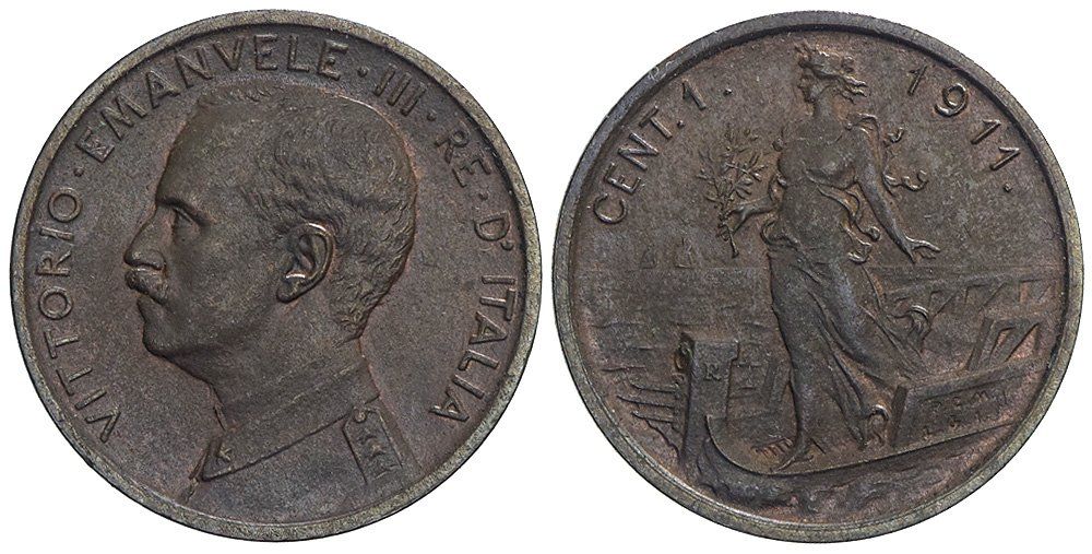 Alle Münzen: Italien, 1 Cent. 1911 Roma – Gebraucht aus Chiasso von Novamarketing