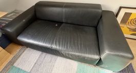 Echtledersofa schwarz
