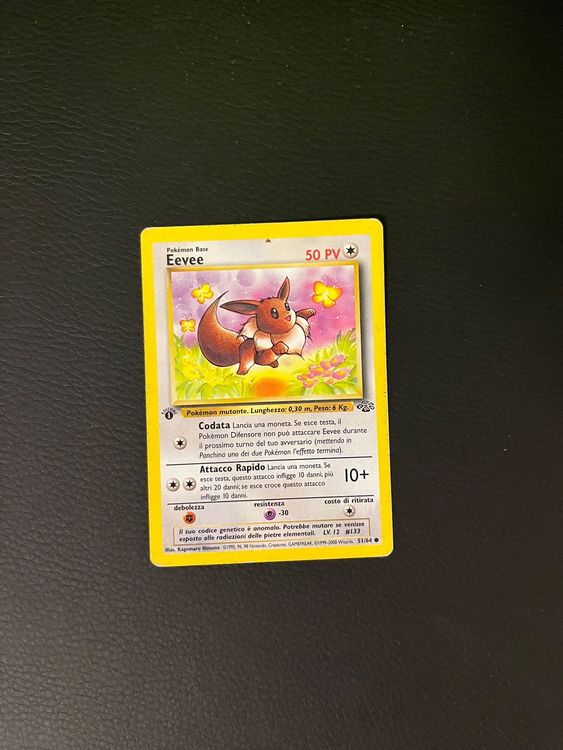 1st Edition Eevee Pokemon Card Eevee 51/64  1st Edition Jungle Common Pokemon  Card  Near Mint Condition Eevee Evolution Pokemon Cards