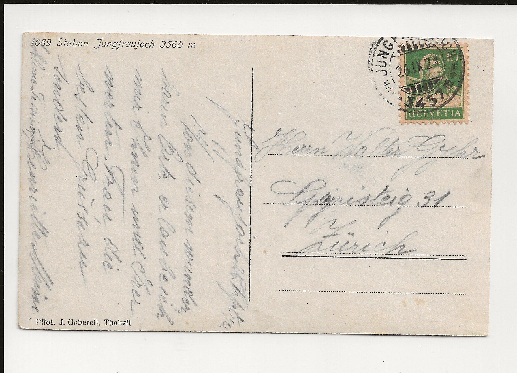 Cartoline postali: AK 1921 Station Jungfraujoch – Usato da Greifensee venduto da 315WDO 1