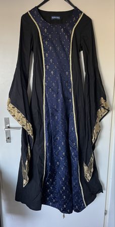 Schönes Mittelalterkleid / Fleur de Lys / Blaudruck Greiz