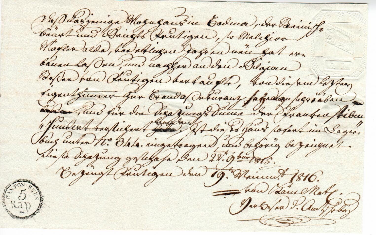 Alle Briefmarken: Brief Bern 1816 – Gebraucht aus Wolhusen von Curver9