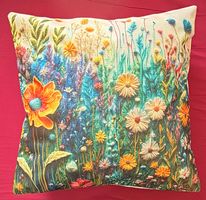 Neuwertiges Kissen mit Blumenmuster - Dekokissen Frühling!