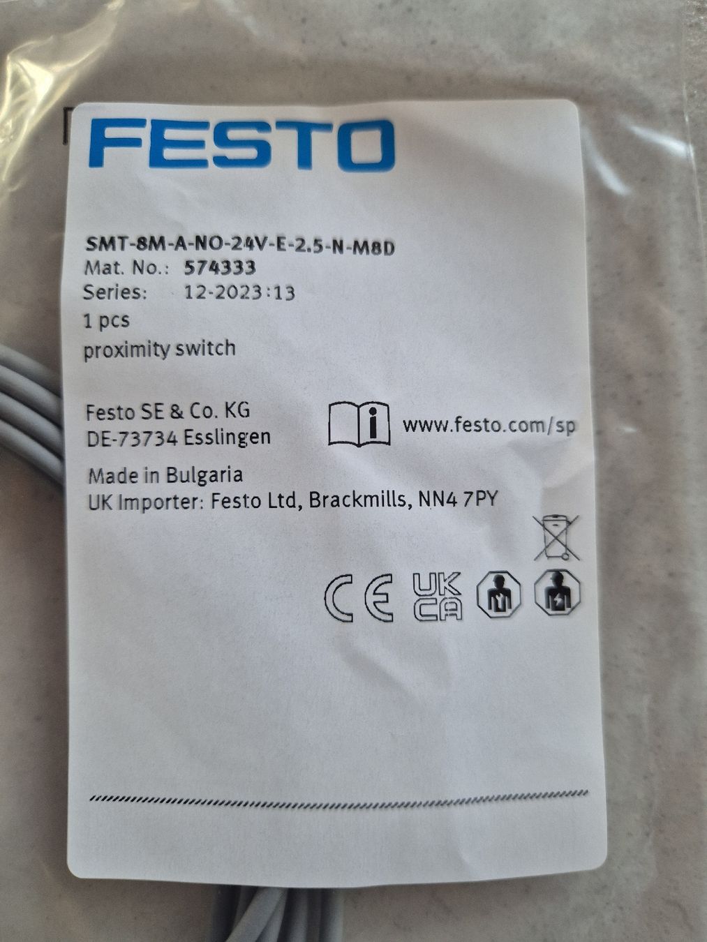 Festo Elektronikbauteile: Festo SMT-8M-A-NO-24V-E-2.5-N-M8D Sensor – Neu und originalverpackt aus Linden von Mathi41 1