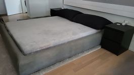 Polsterbett (160x200 cm) Komplett-Set Grau – Wie neu