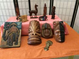 Artisanat exotique en bois, lot unique d'Amérique latine!