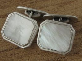 Vintage Manschettenknöpfe Silber 835 Perlmutt