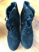 Damen Stiefeletten schwarz Wildleder mit Schnürung