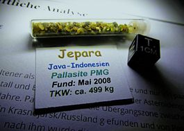 Rare 2,00 g vom Meteorit  Pallasit  Jepara