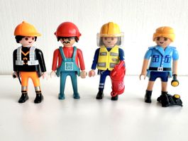 PLAYMOBIL Berufe Set: Feuerwehr, Polizei & Arbeiter - 4 Fig