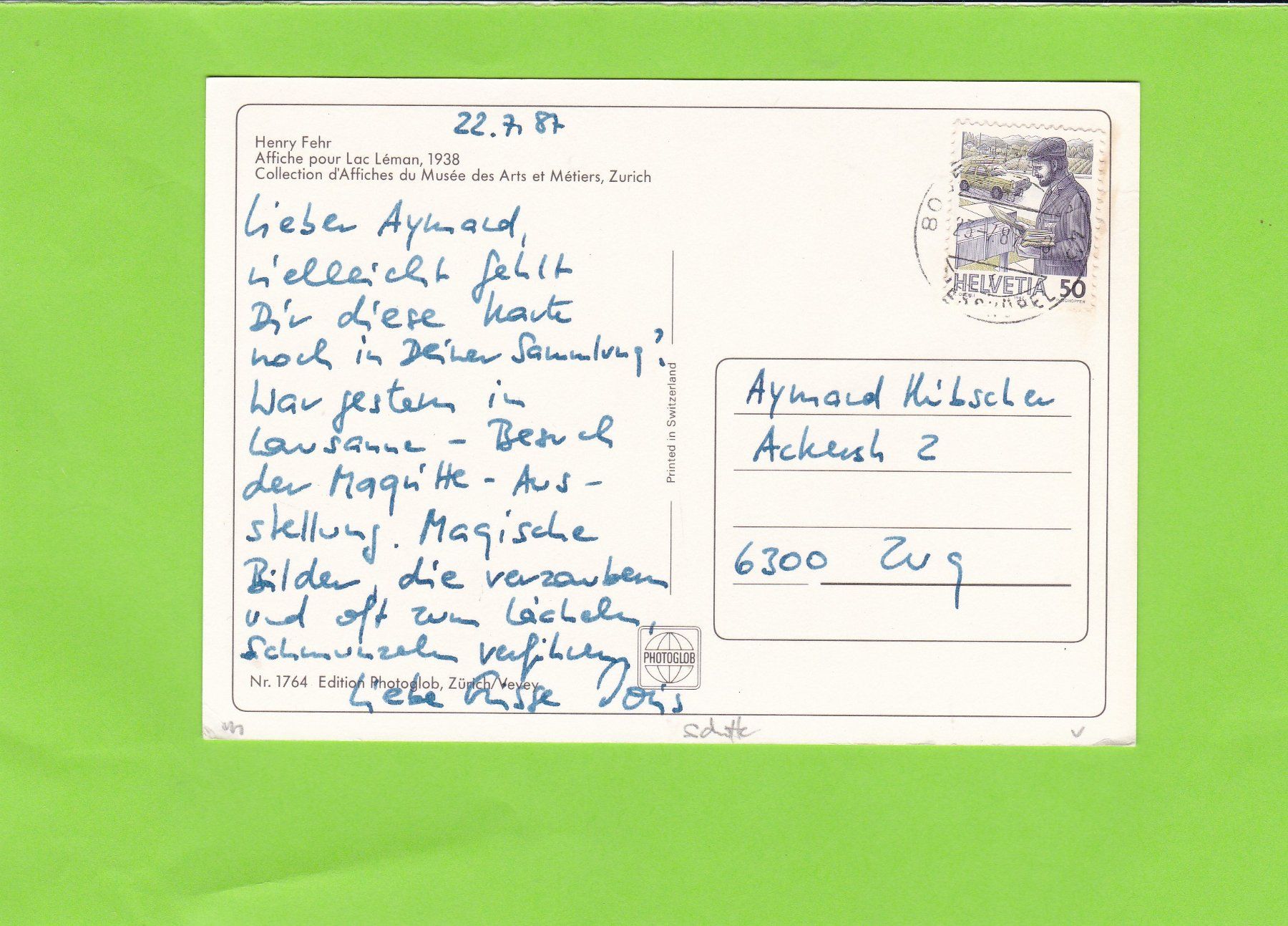 Cartoline postali: Plakat, Lac Leman – Usato da St. Peterzell venduto da neckertal 1