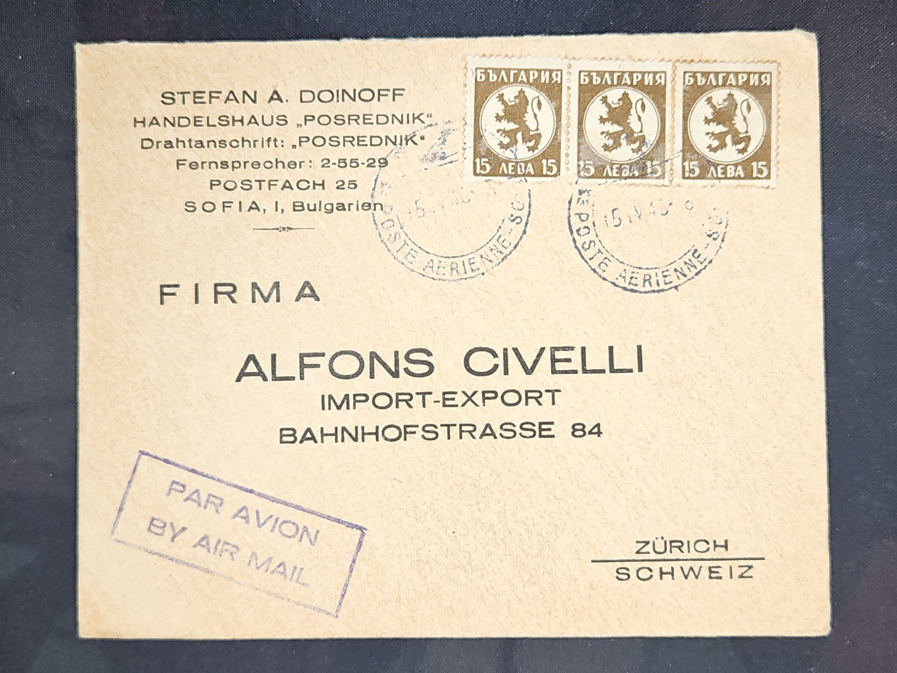 Alle Briefmarken: CL25 Enveloppe + Timbre Bulgarie 1946 – Gebraucht aus Cousset von Patrick_Collections