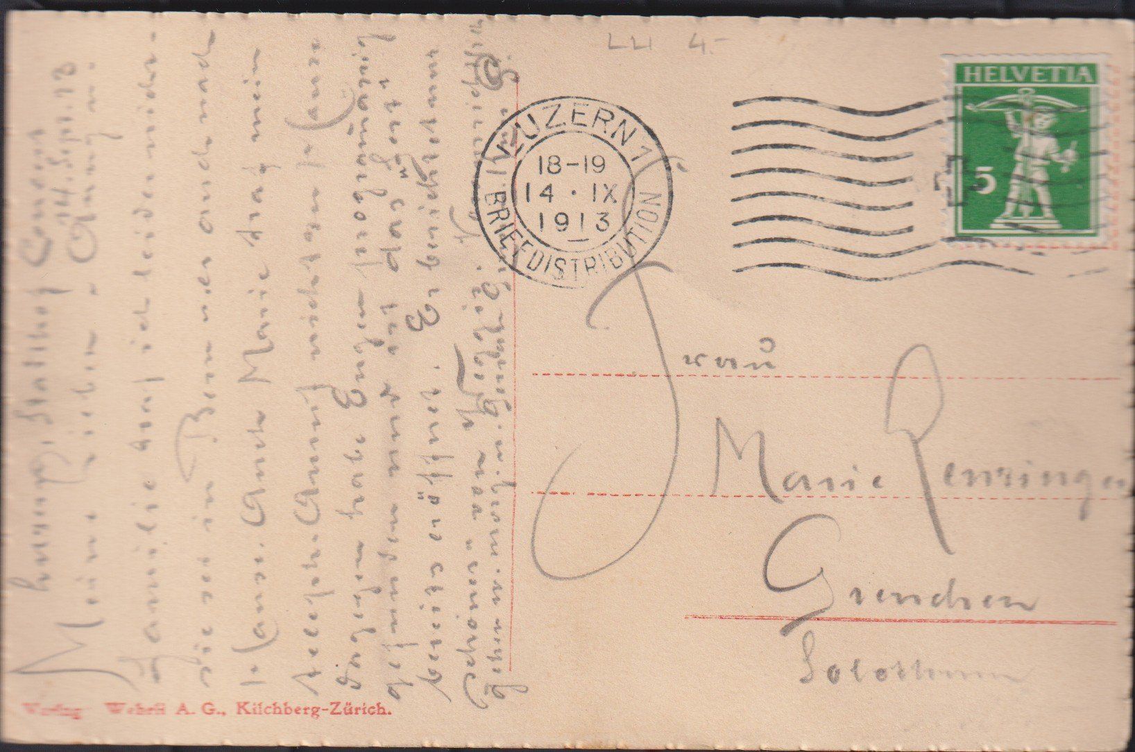 Cartoline postali: Weggis  LU   -   alte Ansichtskarte von 1913 – Usato da Vitznau venduto da Ropaku 1