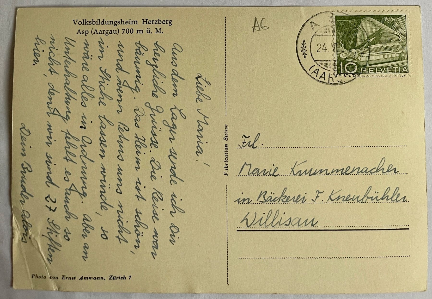 Cartoline postali: ASP - HERZBERG - VOLKSBILDUNGSHEIM 1950 – Usato da Lutry venduto da Ediego 1