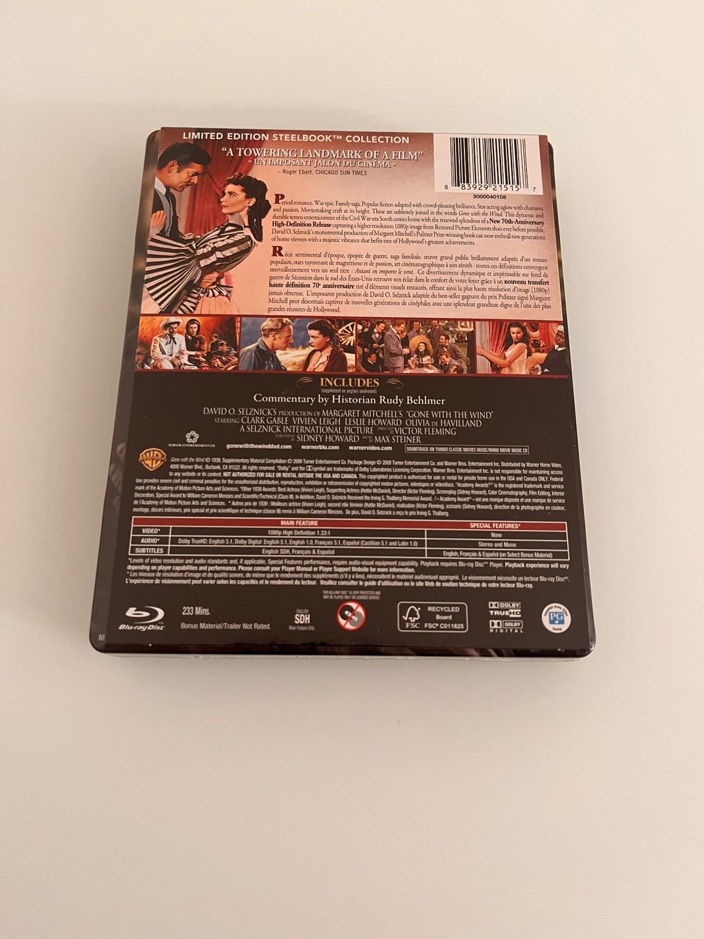 Gone with the Wind (Blu-Ray Disc - Steelbook) (Nuovo e nell'imballaggio ...
