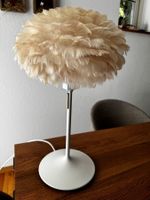 Beige Stehlampe Eos klein mit Schirm aus Gänsefedern