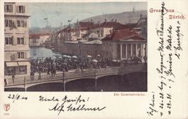 Alte Ansichtskarte Zürich Gemüsebrücke, 1900, Top!