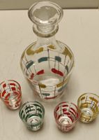 Vintage Glas-Set: Karaffe mit 4 Schnapsgläser,(em58)