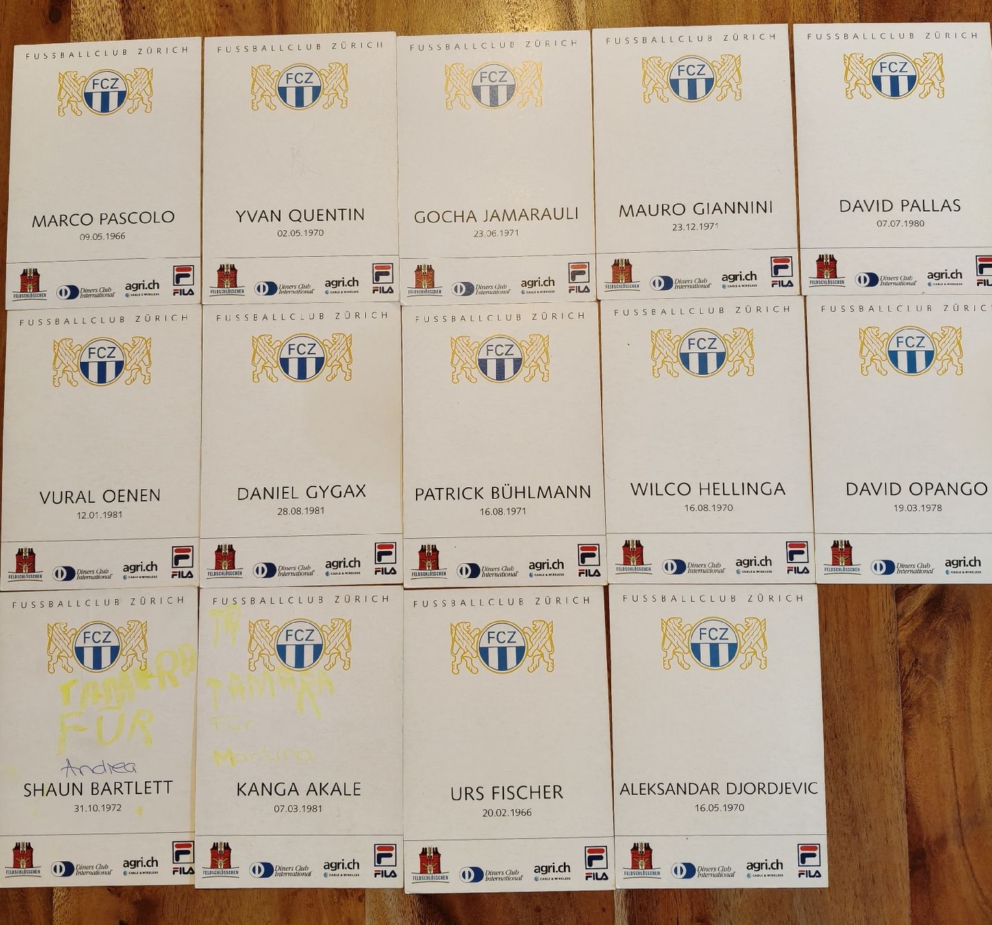 Autografi: 14 FCZ-Autogrammkarten – Usato da Grüningen venduto da Mr.Michi 1