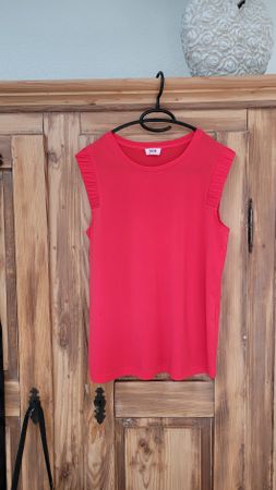 Just White raffiniertes Damentop mit Raffung in rot, 38, Top