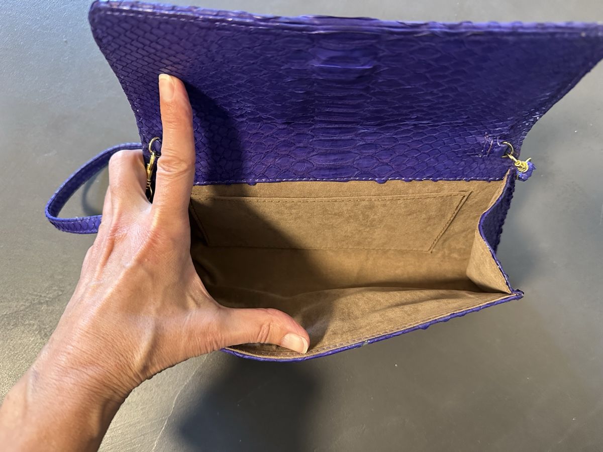Taschen für Damen: Lila Pythonleder-Clutch mit Jade-Verzierung - Top Zustand! – Neu (gemäss Beschreibung) aus Hochwald von M-M-S 7