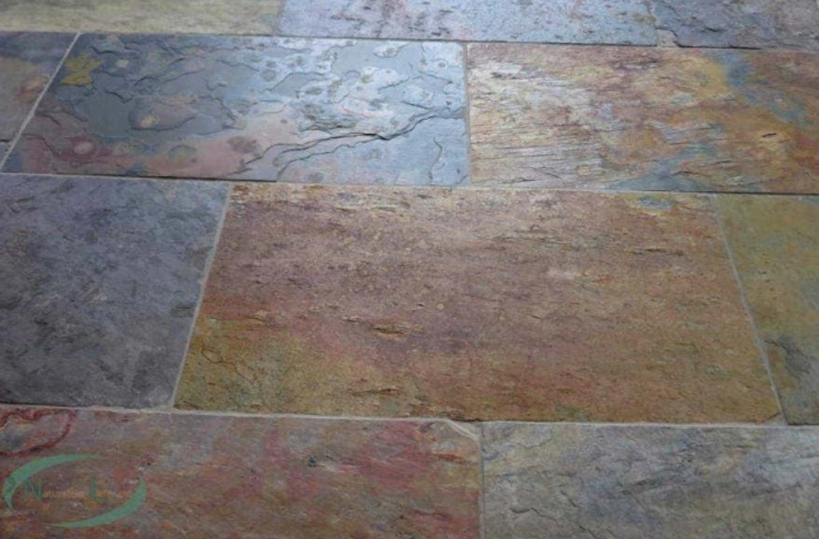 Rivestimenti per pavimenti: Indischer Buntschiefer Platten 60x40x1.2   120qm + – Nuovo e nell'imballaggio originale da Lauerz venduto da RogerH05 6