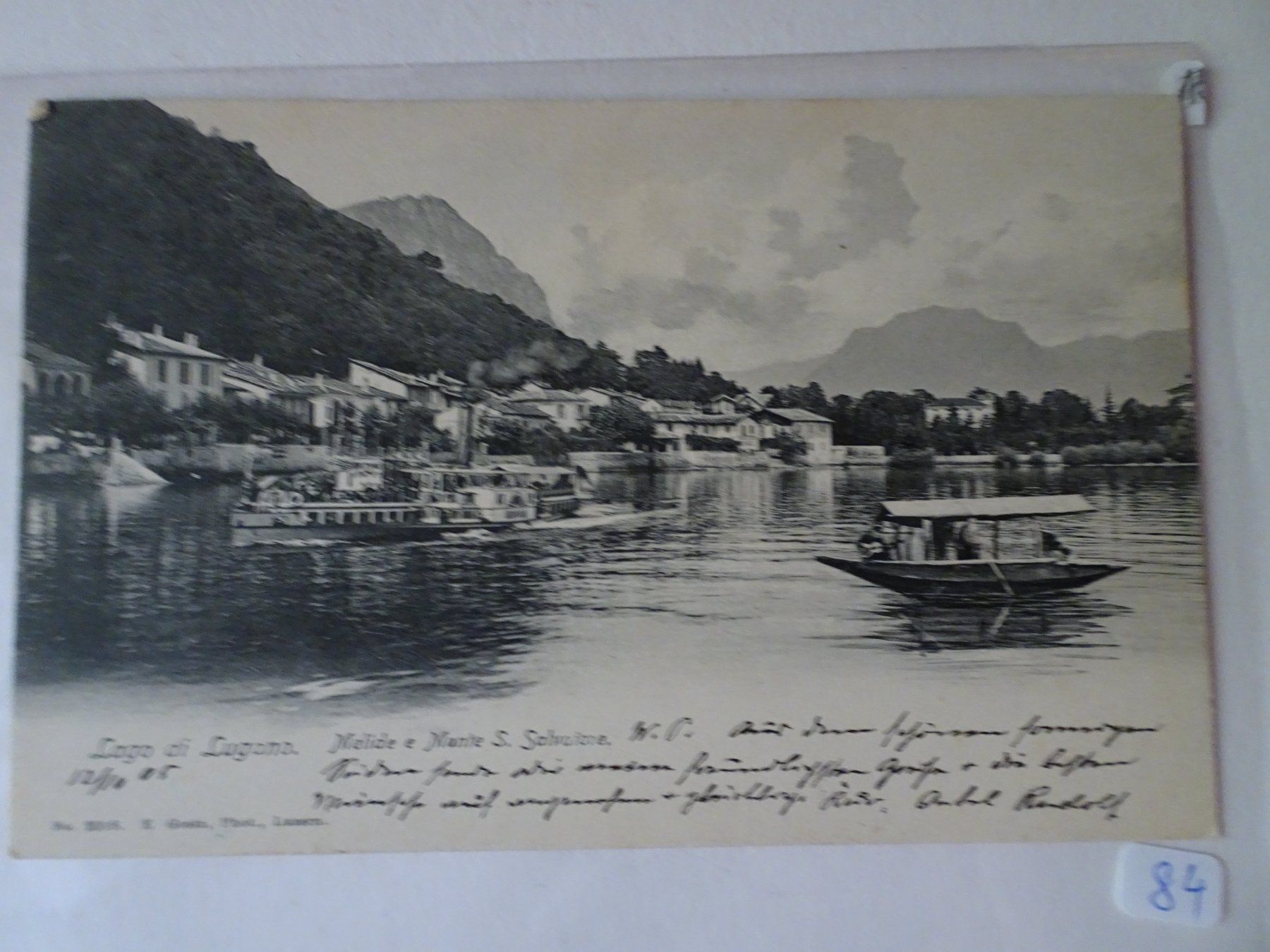 Cartoline postali: AK Lago di Lugano Melide e Monte Salvatore – Usato da Schönenwerd venduto da schnitzunddrunter