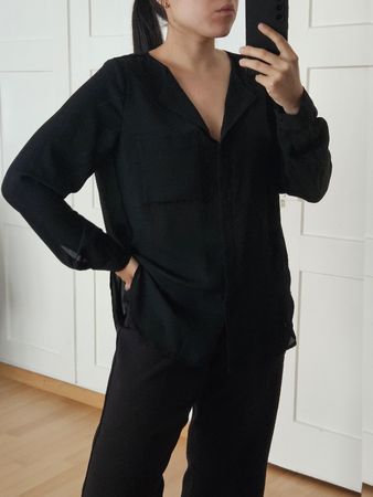 Selected Femme schwarze Bluse hinten lang Gr. 36