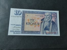 Island 1961, 10 Kronur    - ungefaltet