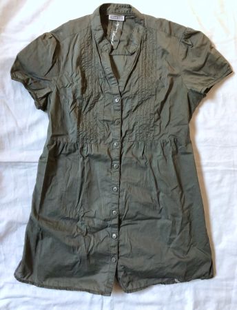 Street One, Kurzarm-Bluse mit Bindegürtel, olivgrün, Gr. 34