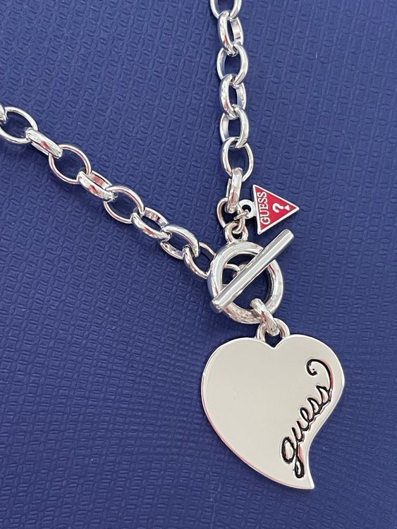 GUESS Damenkette „Herz Unendlichkeit“ – Aus Edelstahl Mit Kristallen | Ankerkette, 40 Cm (+8 Cm Verlängerung), Karabinerverschluss