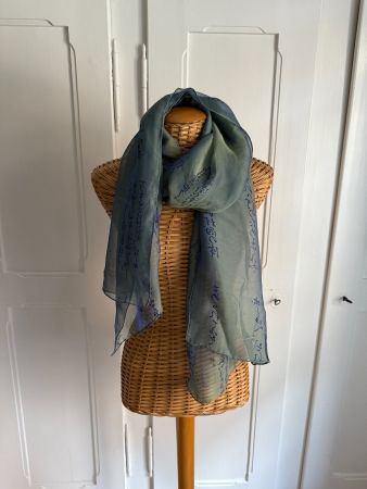 Seide Foulard Tuch petrol-blau