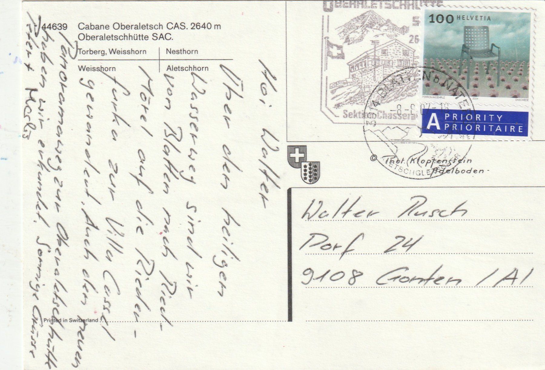 Cartoline postali: SAC Oberaletsch  MBK – Usato da Lumbrein venduto da made02 1