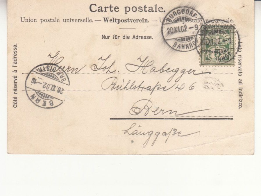 Cartoline postali: Burgdorf 1902 – Usato da Bürglen TG venduto da StampGraf 1