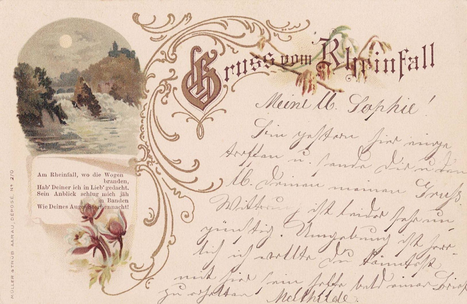 Cartes postales: Rheinfall Litho von Müller & Trüb Aarau N:270 – D'occasion à Sevgein par WHaelmi