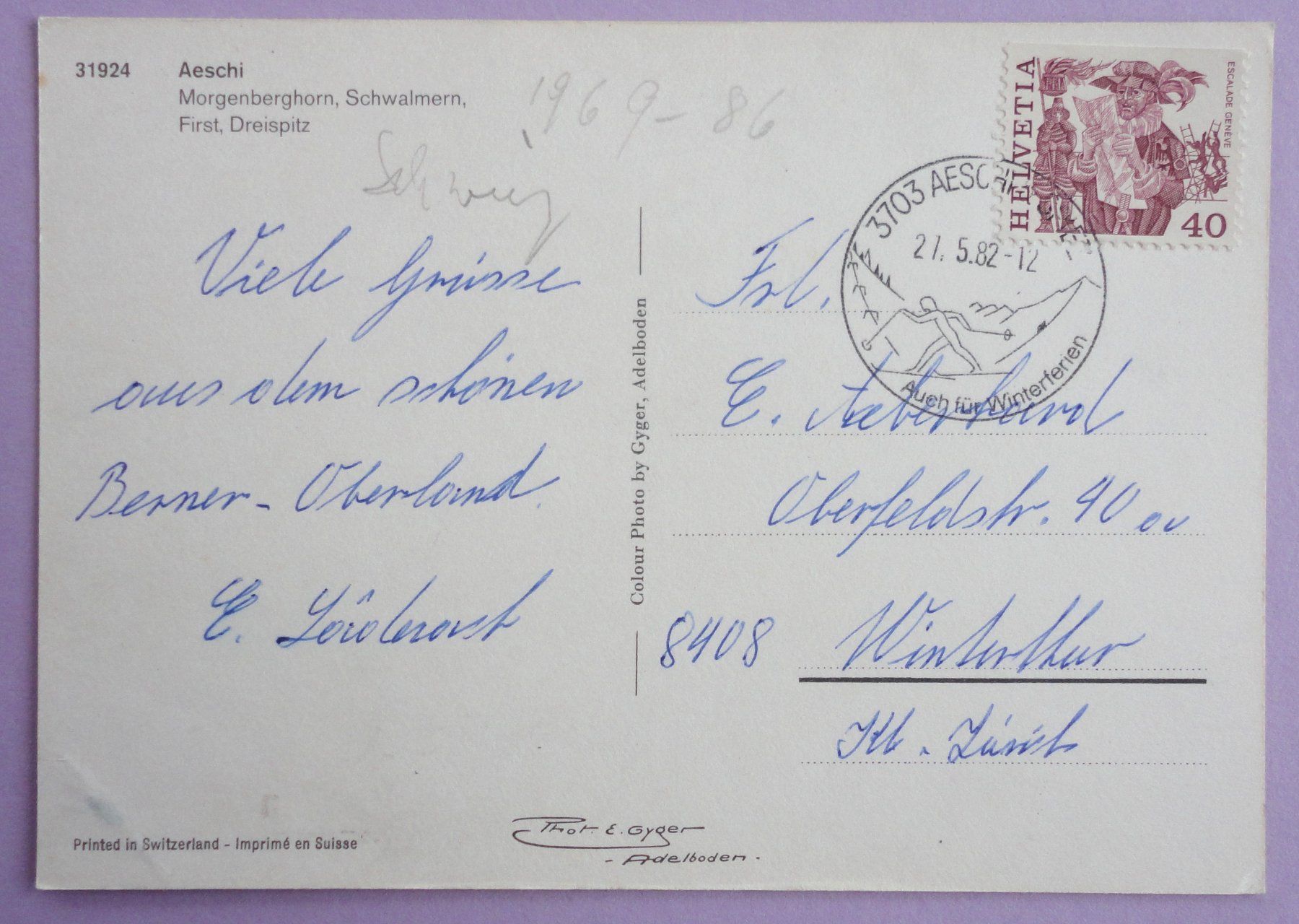 Cartoline postali: Aeschi – Difettoso da Fétigny venduto da Billy2miny 1