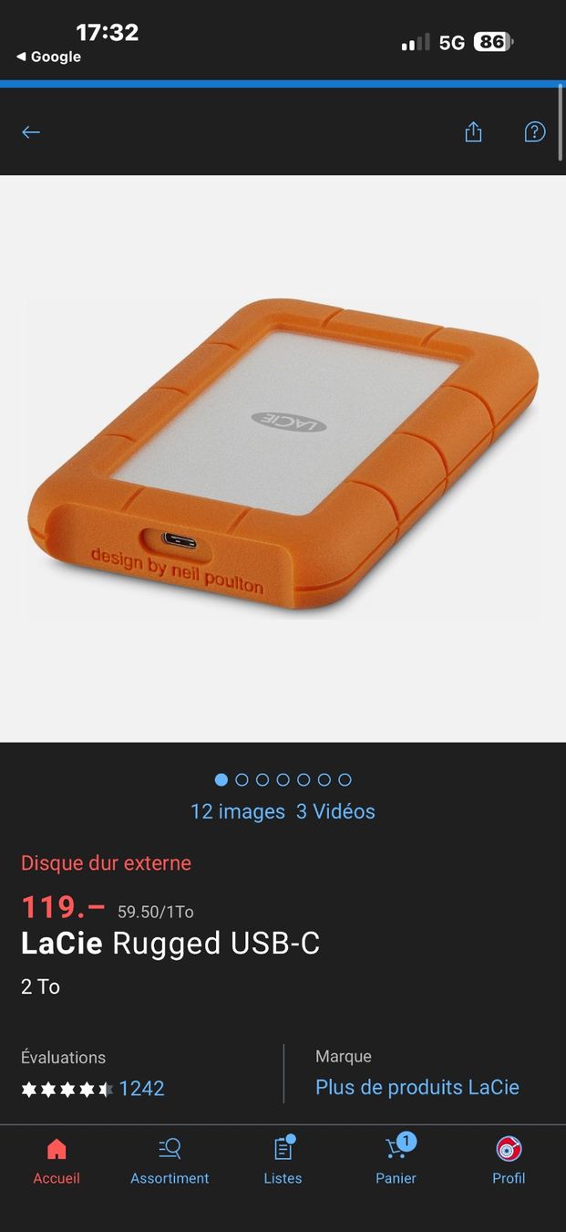 Lacie Dischi rigidi: LaCie Rugged USB-C 2 To orange – Usato da Basel venduto da RaykoShop 2