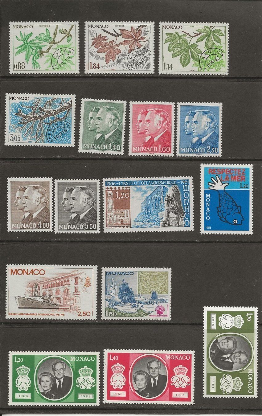 Tutti i francobolli: Monaco Année complète 1981 + blocs ** – Nuovo (secondo la descrizione) da Sion venduto da PierreP01