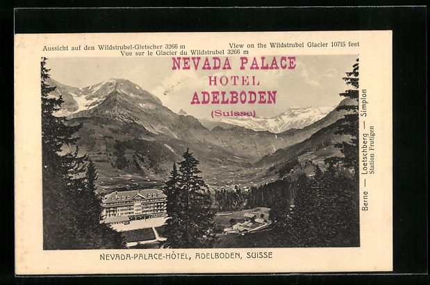 Cartoline postali: AK Adelboden, Nevada Palace Hotel – Usato da Berlin venduto da bartko-reher