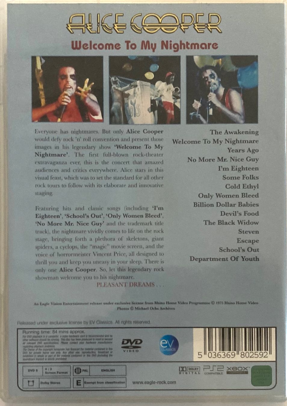 Tutti i DVDs: ALICE COOPER - WELCOME TO MY NIGHTMARE – Usato da Poliez-Pittet venduto da Newtown-Records 1