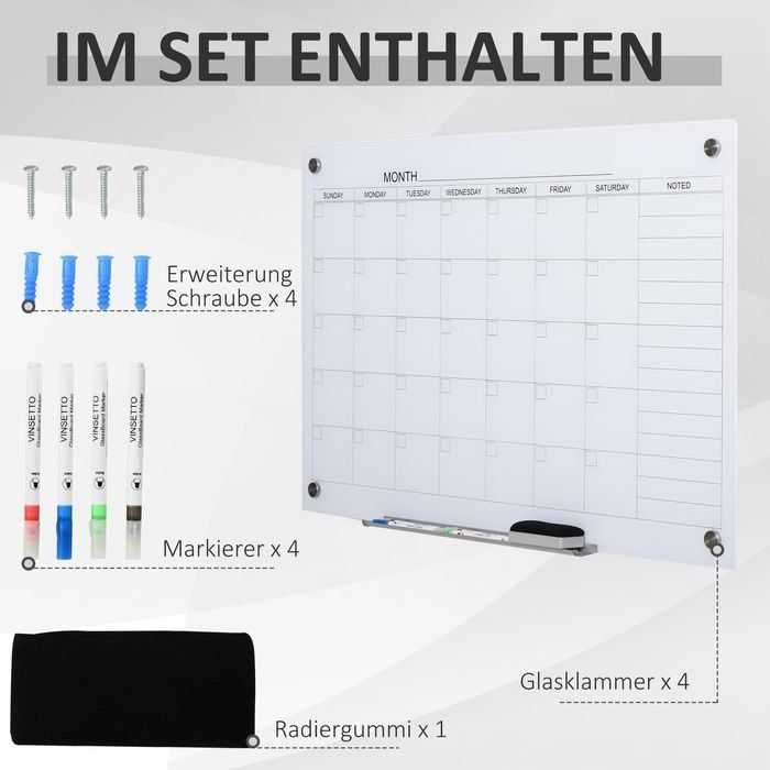 Lavagne: Whiteboard Kalender 90 x 60cm Stiftablage Wochenplaner – Nuovo e nell'imballaggio originale da Bottighofen venduto da swisshandel24 3