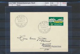 1955 Ortswerbestempel, "Reuti", Karte