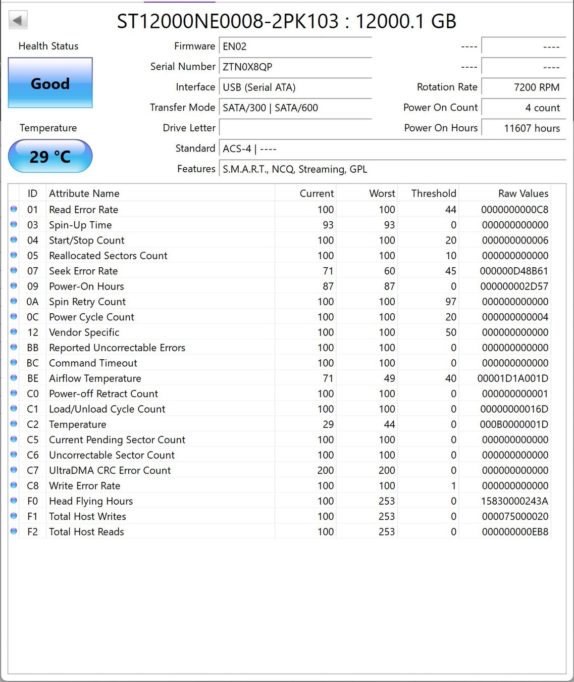 Seagate Harddisks: Disk SATA 12Tb Seagate IronWolf Pro - 11607 Stunden – Gebraucht aus Zürich von Lock5151 2