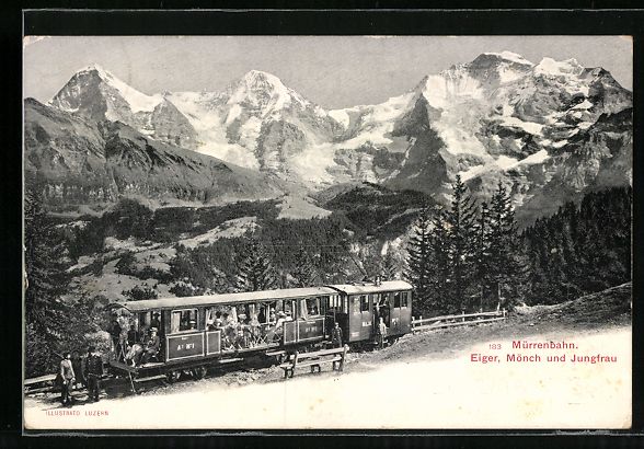 Cartes postales: Mürrenbahn, Bergbahn vor Eiger, Mönch  – D'occasion à Berlin par bartko-reher
