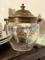 Art Nouveau Style antique Glass Jar with Brass vintage