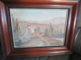 huile sur panneau, paysage, avec signature Weber