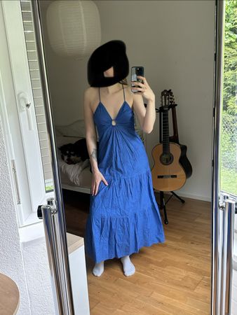 h&m Maxikleid blau, Grösse Xs/36, V-Ausschnitt