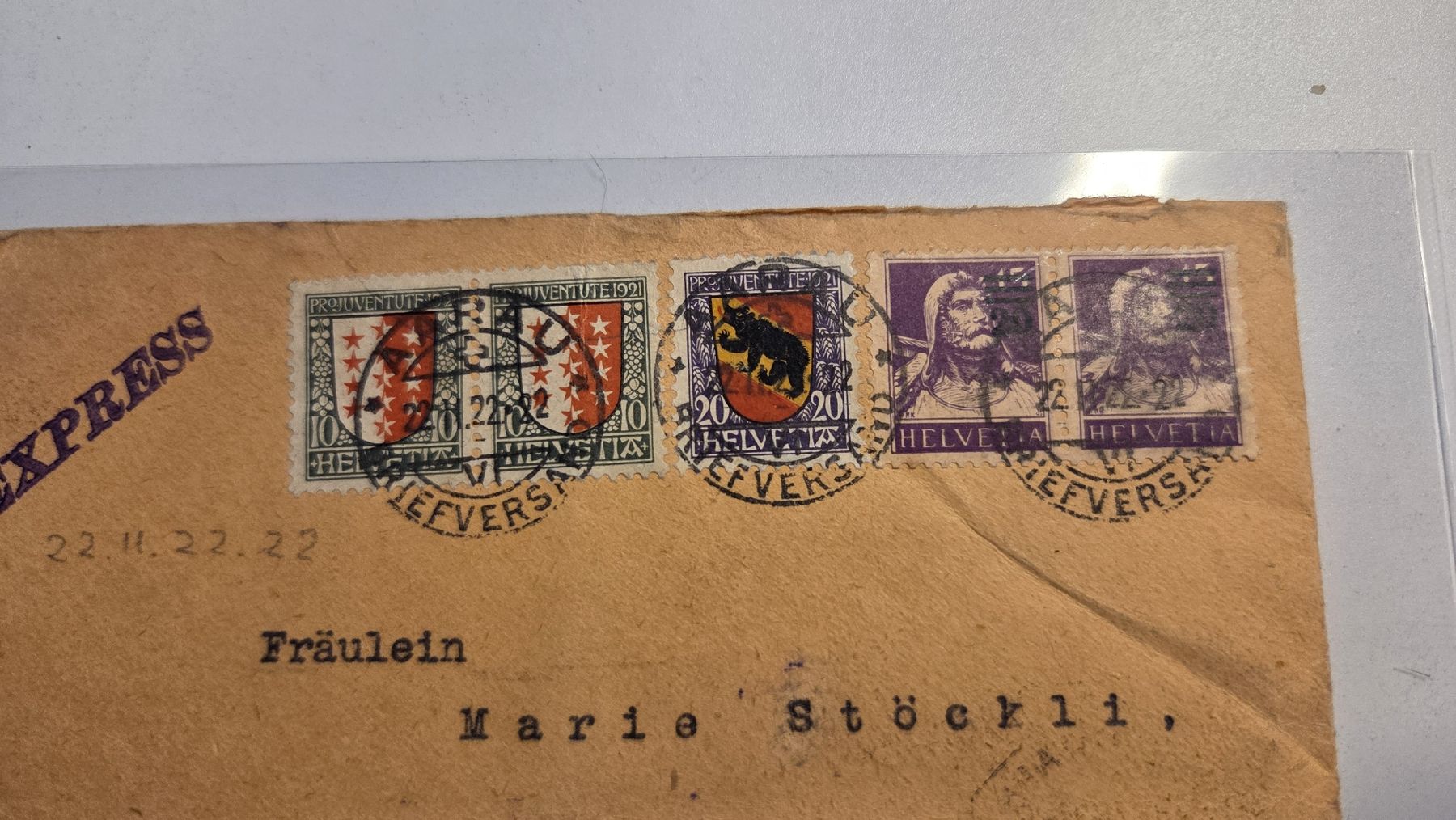 Tous les timbres: 1922 Express Brief 22.11.22.22 gestempelt – D'occasion à Arni AG par Moth68 1