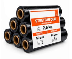 6 x Stretchfolie 50cm 2,5kg 23my schwarz